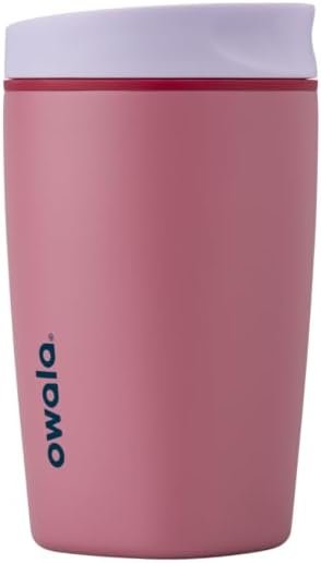 Owala SmoothSip Slider Insulated Stainless Steel Coffee Tumbler, Reusable Iced Coffee Cup, Hot Coffee Travel Mug, BPA Free 12 oz, Crochet Queen