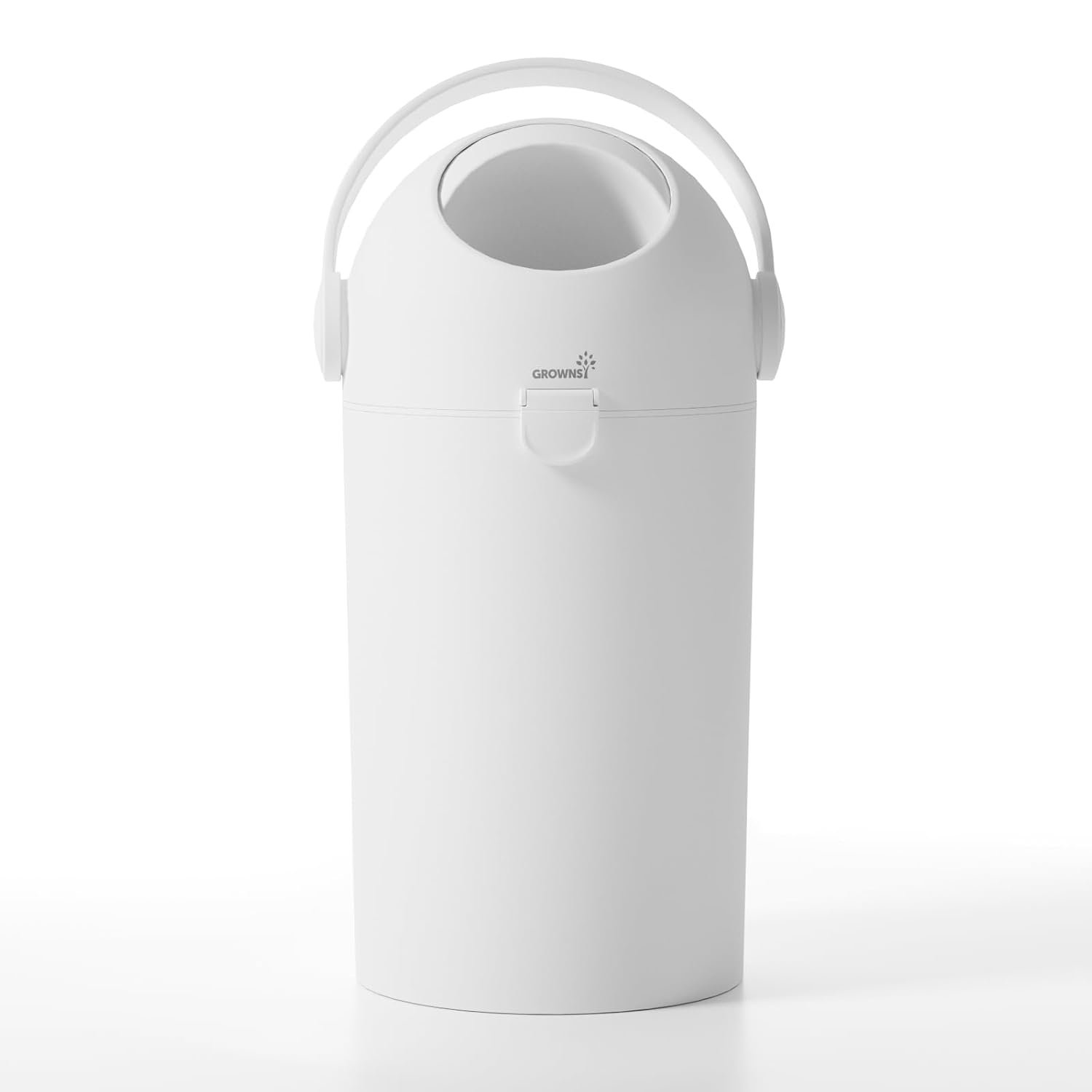 Grownsy Odor-Locking Baby Diaper Pail with Dual-Barrier Design, White | No Special Bag Required, Parent-Friendly One-Handed Operation, Space-Saving Nursery Fit, Award-Inspired Eco-Conscious Design