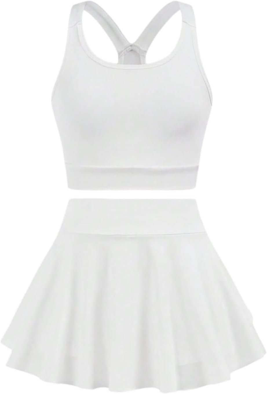BEAUDRM Girl’s 2 Piece Workout Outfits Yoga Crop Tank Top and Skort Athletic Sets Dance Outfits