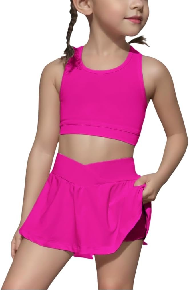 SOLY HUX Toddler Girl’s 2 Piece Workout Set Top and Skorts Athletic Outfits | Crop Tank Top with Skirt, Lightweight, Summer Clothes for Girls