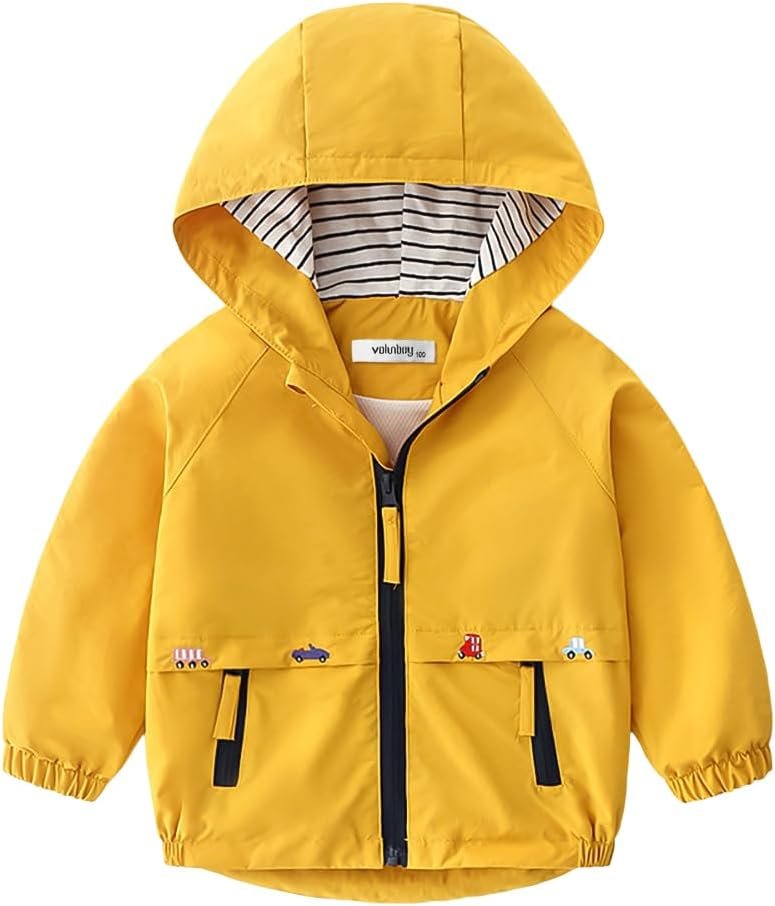 Volunboy Toddler Boys Spring Windbreaker Lightweight Jacket | baby boy windproof zip up hoodie coat, fall hooded jacket, cartoon water-repellent coat