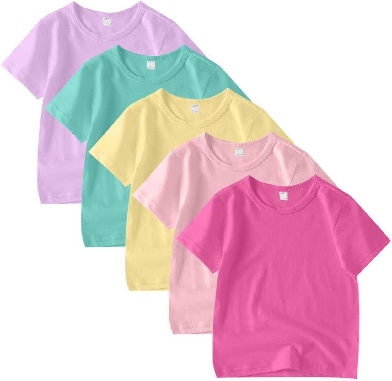 5 Pack Kids T-Shirt Cotton Tee Shirts for Boys and Girls Toddler Tops