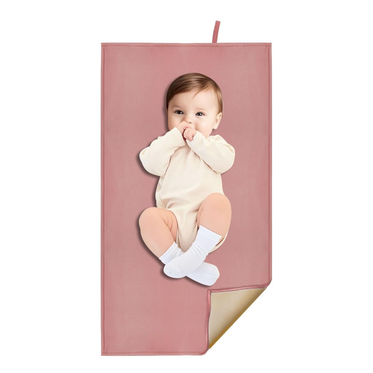 Wipeable Changing Pad for Baby, Diaper Changing Mat, Dusty Pink | Lightweight & Waterproof, Portable Diaper Changing Mat for Travel or at Home Use, Foldable Mat Fits Perfectly in Diaper Bag