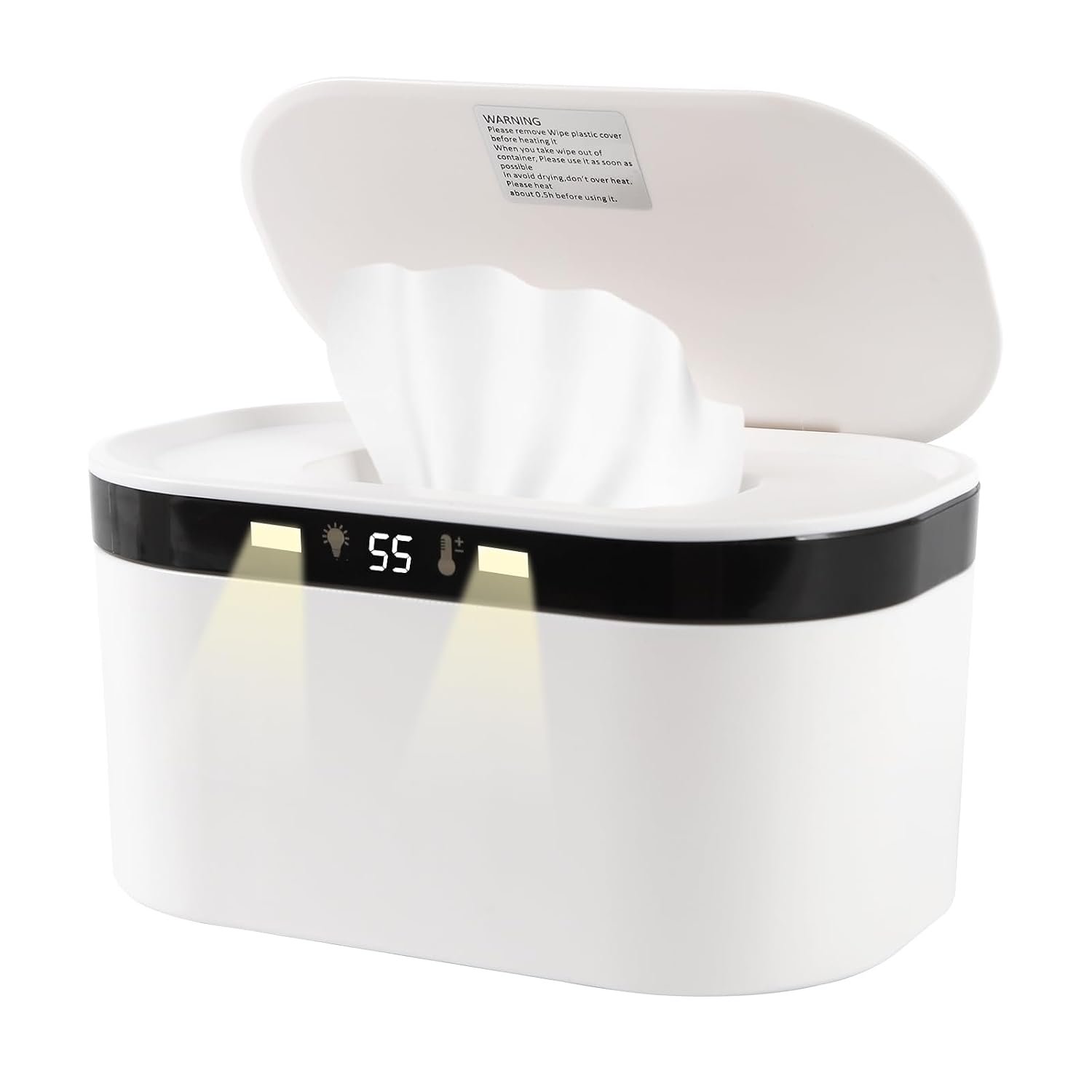 Baby Wipe Warmer, Wet Wipe Warmer 5 Modes of Temperature Heating Control Dual Heat for Baby’s Comfort Large Capacity Wipes Dispenser Diaper Wipe Warmer with Night Light