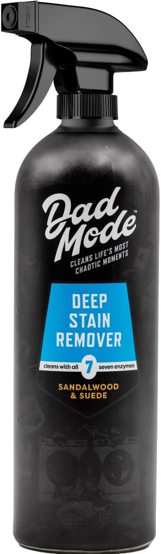 DadMode 7 Enzymes Deep Stain Remover of Clothes, Grease, Blood & Wine, 16oz | 7-enzyme spray lifts set-in sweat, deodorant, food & makeup stains. Fabric-safe overnight pre-treat for work shirts & jeans.