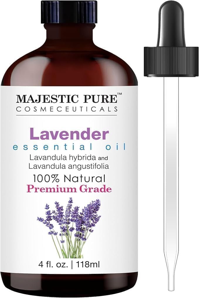 Majestic Pure Lavender Essential Oil for Diffuser – 4 Fl Oz | 100% Natural Essentials Oils Ideal for Relaxing Tense Mood, Eliminating Odor, Creating Peaceful Atmosphere for Sleep & Work