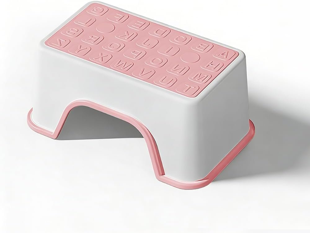 5 Inch Height Step Stool, 11.8″ L x 7.5″ W Toddler Step Stool, One Step Stools for Kids, Small Child Foot Stool for Bed, Bathroom, Toilet, Potty Training – Pink 11.8″ L x 7.5″ W x 5”H