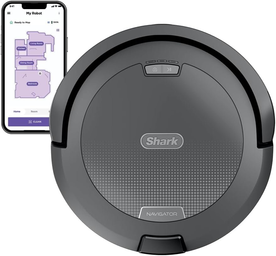 Shark Navigator Robot Vacuum with SmartPath Navigation and Self-Cleaning Brushroll, Powerful Suction, Pet Hair Pickup, Anti-Hair Wrap, for Carpets & Hard Floors, Steel Grey, RV2110 | Smartpath Lidar Mapping, Self-Cleaning Anti-Hair-Wrap Brushroll, Up to 50% More Suction, 120-Min Run Time, 0.52 Qt Bin