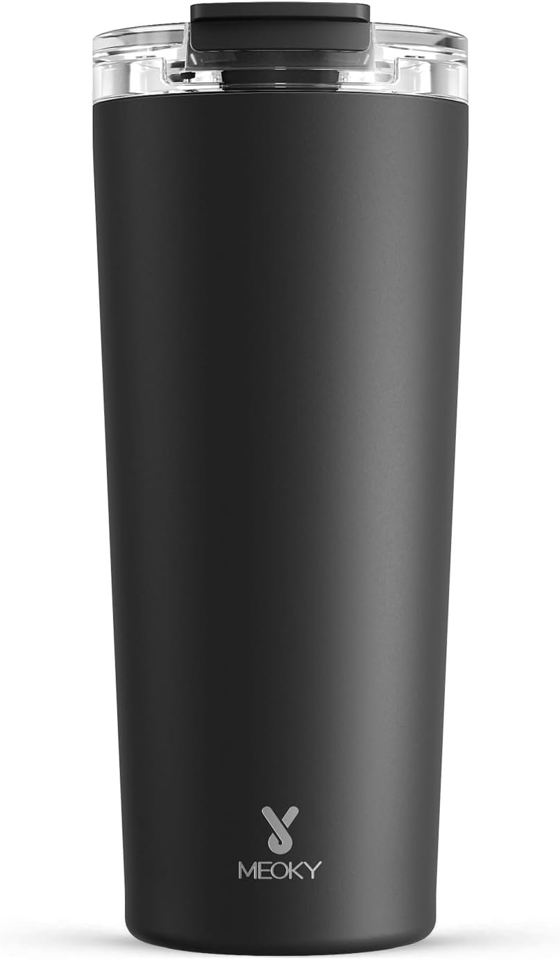 Meoky 24 oz Insulated Travel Coffee Mug: Leak Proof Lid, Night | Stainless Steel Coffee Tumbler, Keeps Hot for 8 Hours or Cold for 24 Hours, Fits in Car Cup Holder, BPA Free