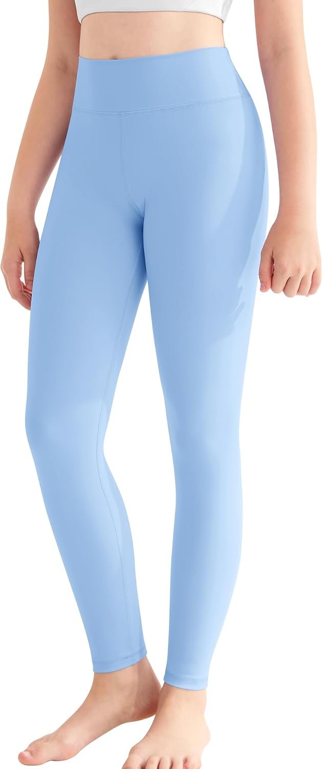 DOCUMO Girls Athletic Leggings Yoga Pants with Pockets 6-15 Y | Gentle Compression, Full Length, High Waisted, Sports, Workout, Running, Dance, Pants for Teen