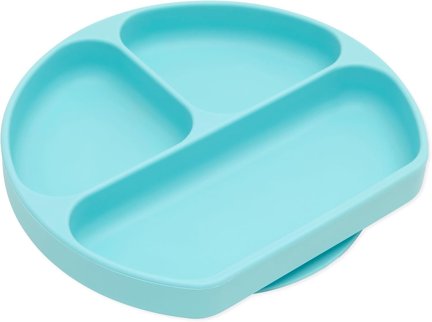 Bumkins Silicone Grip Dish, Suction Plate, Divided Plate, Baby Toddler Plate, BPA Free, Microwave Dishwasher Safe , Blue-GD, 1 Count