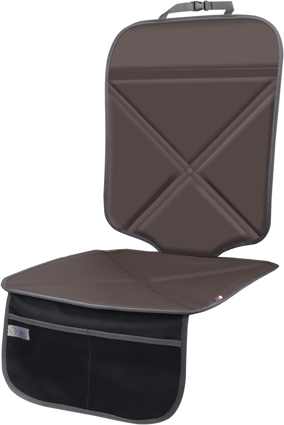 Viaviat Car Seat Protector Leather Waterproof Child Safety Seat Protector Cover with Thick Pad and 2 Large Pockets Durable Kick Mat for All Auto Seat (Brown)