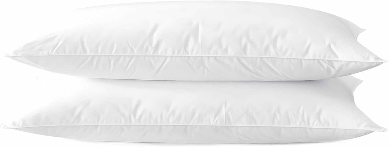 Acteb Ultra Thin Flat Soft Bed Pillows Standard Size Set of 2 Pack for Sleeping 20″x26″, Hypoallergenic Skin Friendly Machine Washable