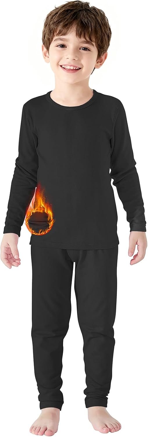 Zando Toddler Thermal Underwear Set for Kids Long Johns for Boys Girls 2-6T | Soft Fleece Lined Winter Base Layer Long Underwear. Warm, Breathable Sleepwear Set for Skiing and Cold Weather