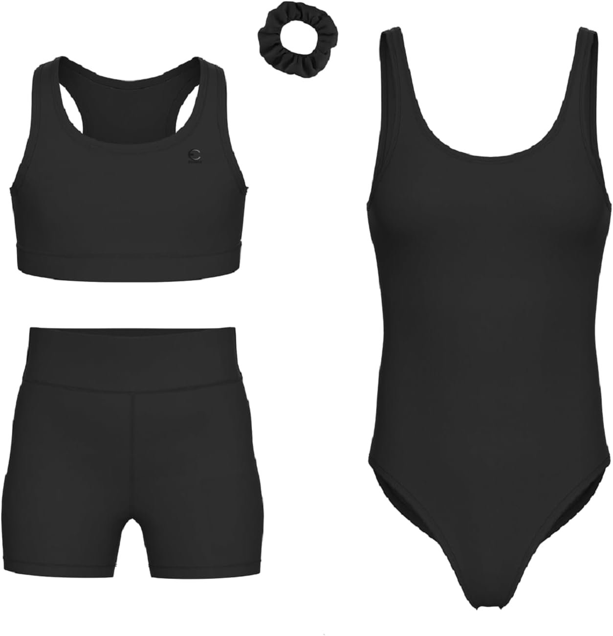 Girls Gymnastics Leotards w/Shorts Set – 4-Piece Girls Unitards Biketards Outfit for Dance, Tumbling & Activewear