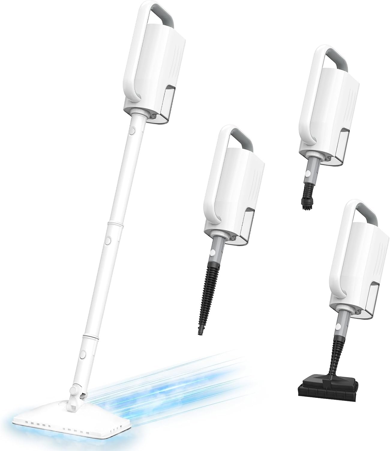 6-in-1 1200W Rotatable Steam Mop, Multi-Surface Steam Cleaner with 2 Modes, 400ML Tank, 23FT Cord, 2 Washable Pads for Hard Floor Laminate Tile Cleaning (First Frost)