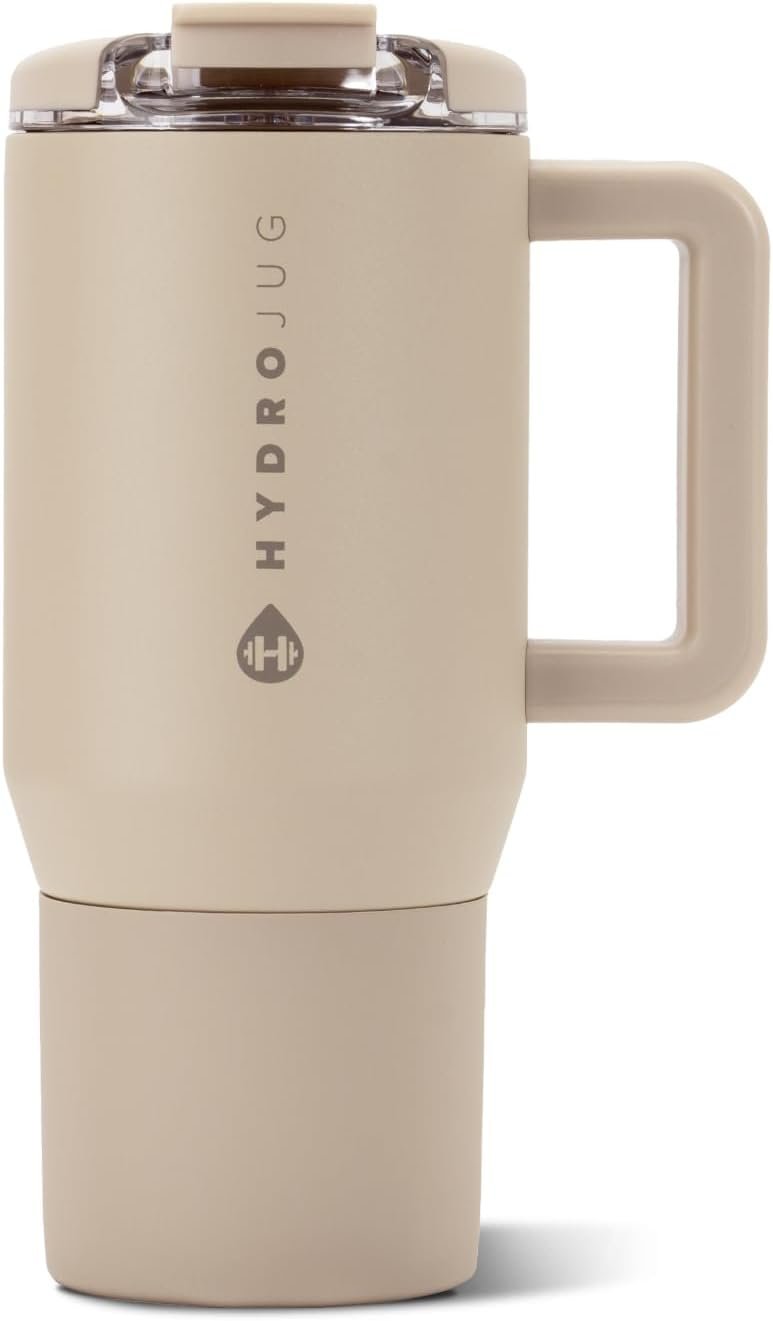 HydroJug Coffee Traveler 20oz Ceramic-Lined Mug with Handle, Dune