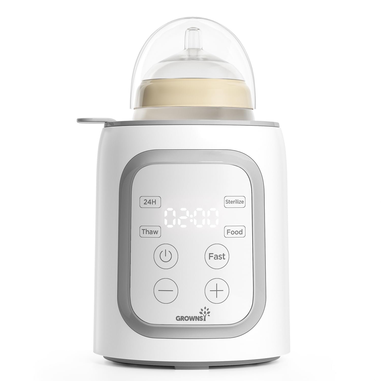 Grownsy 8-in-1 OG Fast Bottle Warmer with Timer, Gray | Fast & Even Heating, Nutri-Preserve, Safe Material, Precise Temp, Easy Operation, Multi-Use Bottle Warmer for All Feed Stages