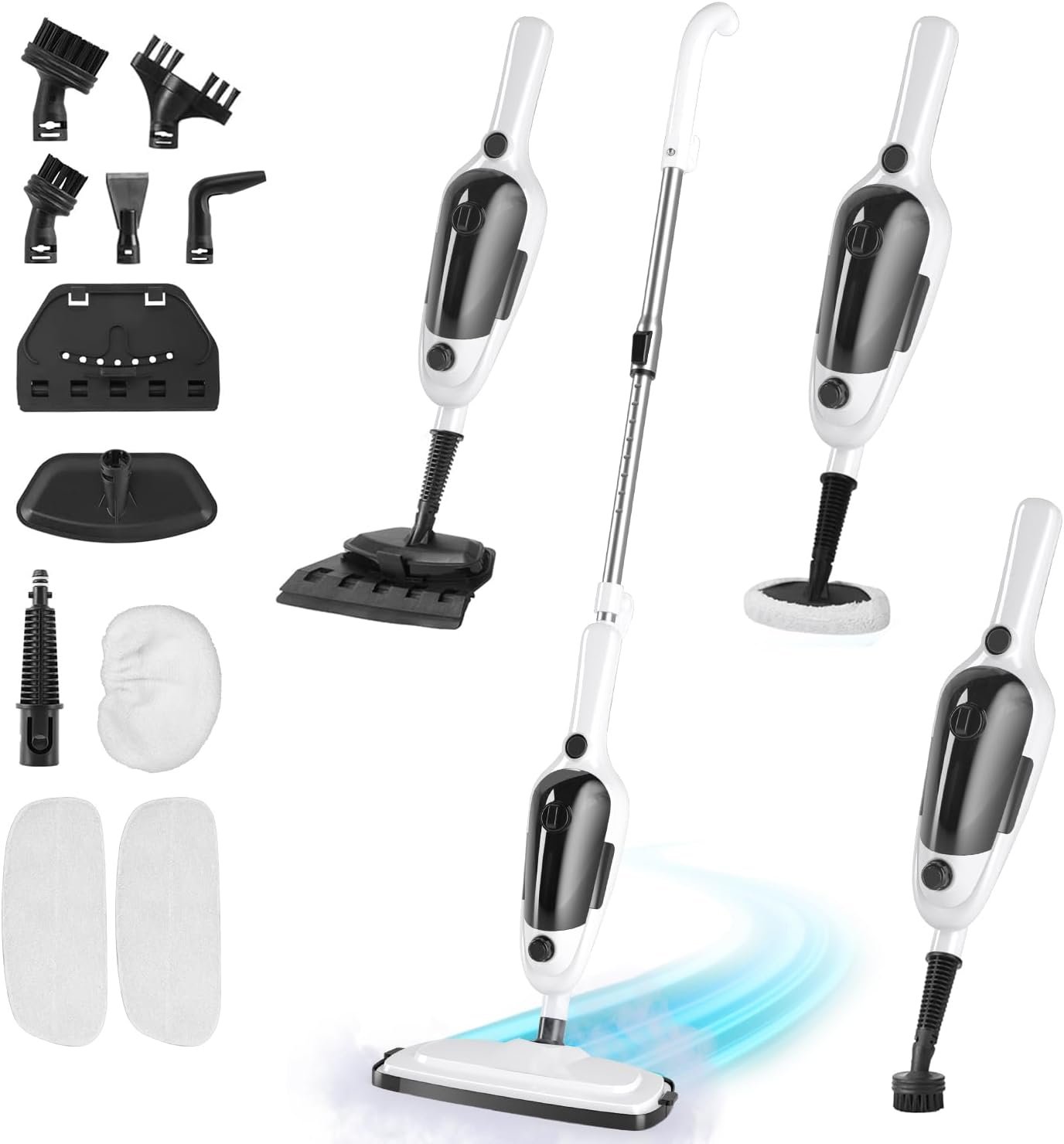 11-in-1 Steam Mop, Powerful Handheld Steam Cleaner for Home with 23FT Cord | MultiPurpose Steam Mop with 15.2 OZ Water Tank, 3 Steam Modes for Hardwood Floors, Clothes, Tile, Windows, Carpet
