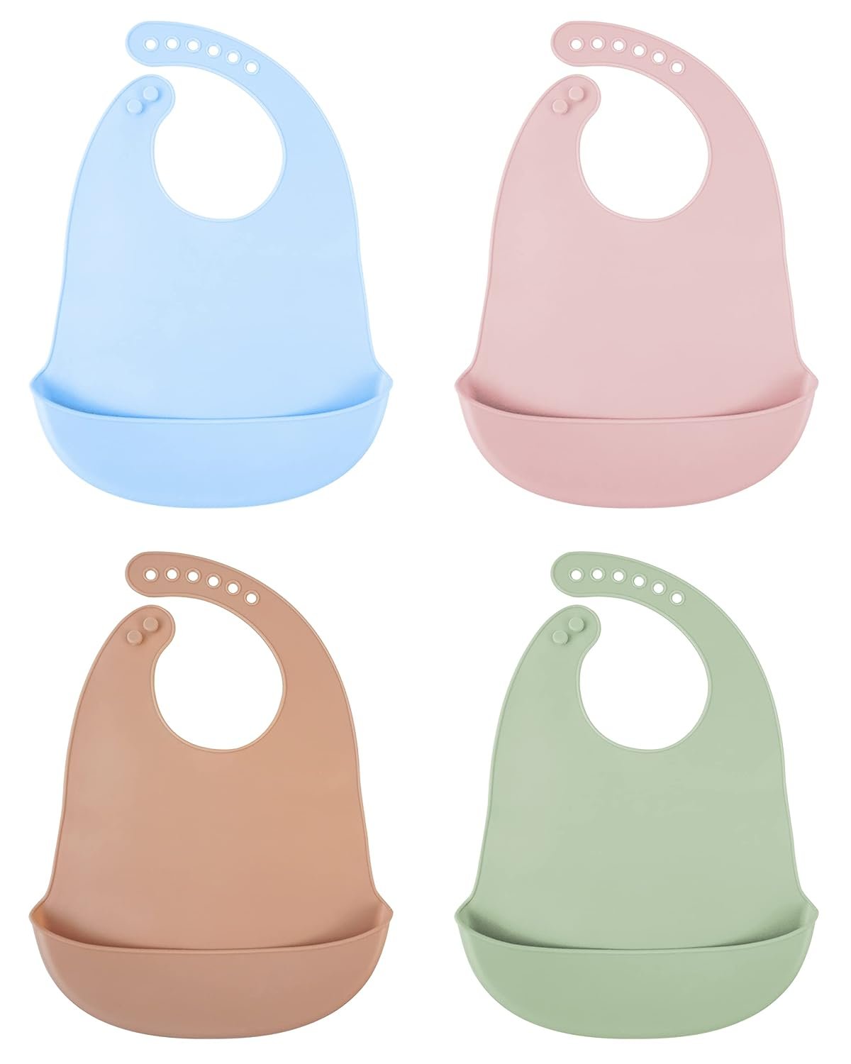 DF DUALFERV 4 Pcs Silicone Baby Bibs for Girls and Boys, Waterproof and Adjustable Toddler Bib