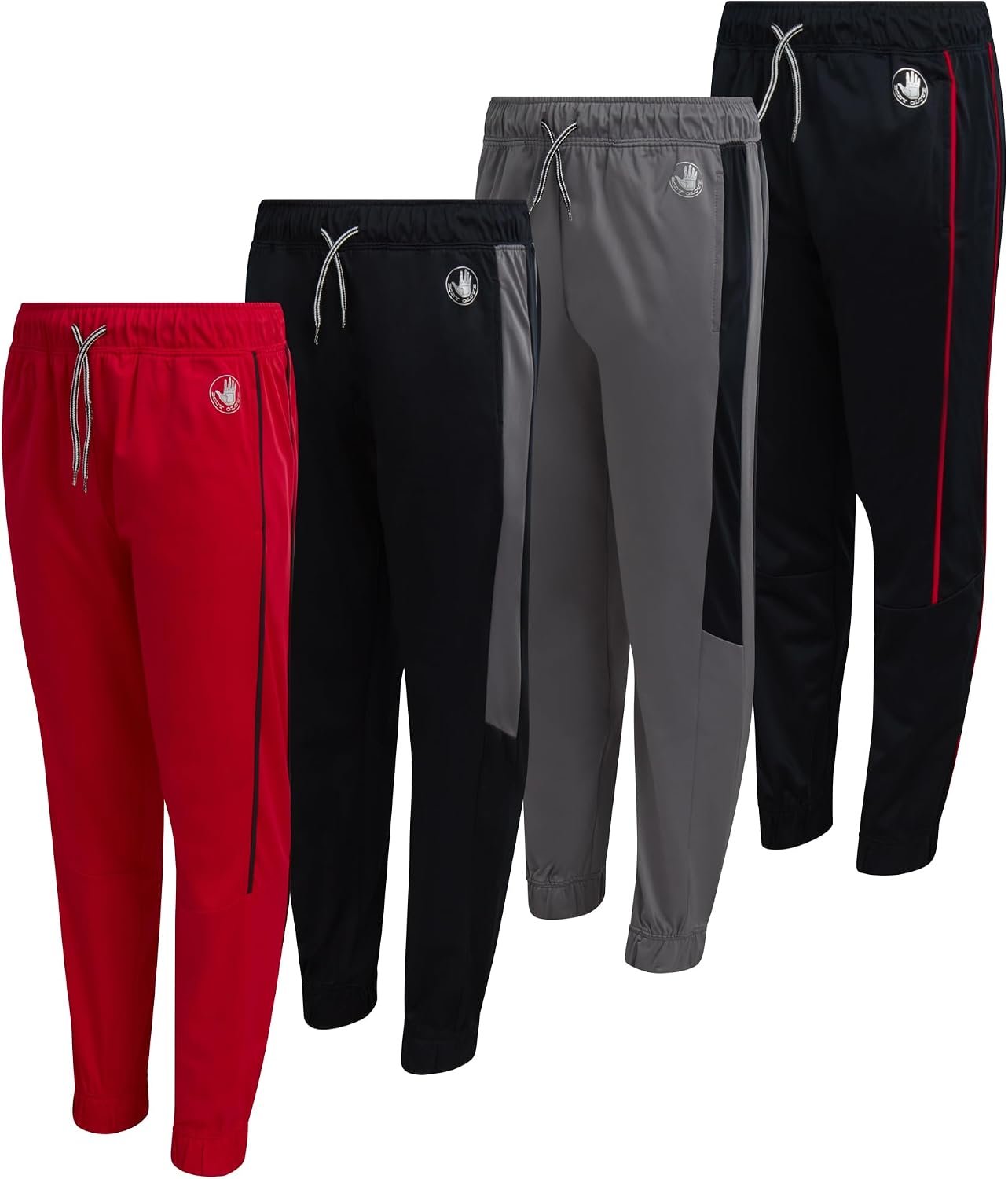 Body Glove Boys Sweatpants 4 Pack Active Performance Tricot Jogger Pants | Soft Stretch Tricot with Drawstring Waists, Four Everyday Athletic Bottoms for School and Play