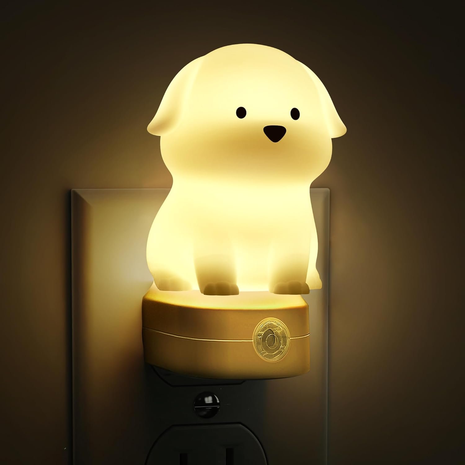 L LOHAS LED Plug in Night Light for Kids, 3D Cute Puppy Night Light | Dusk to Dawn Sensor, RGB+Soft White 3000K Dog Night Light, Christmas Birthday Gift Nightlight for Kids, Room Decor