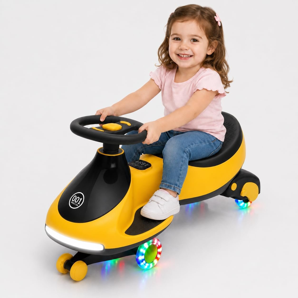 12V Electric Wiggle Car for Kids 2-in-1 Swing Car 360 Steering Pedal Ride | PP Plastic Body,Indoor Outdoor Play,Kids Activity Toy,Preschool Riding Fun,Low Gravity Design,Family Entertainment