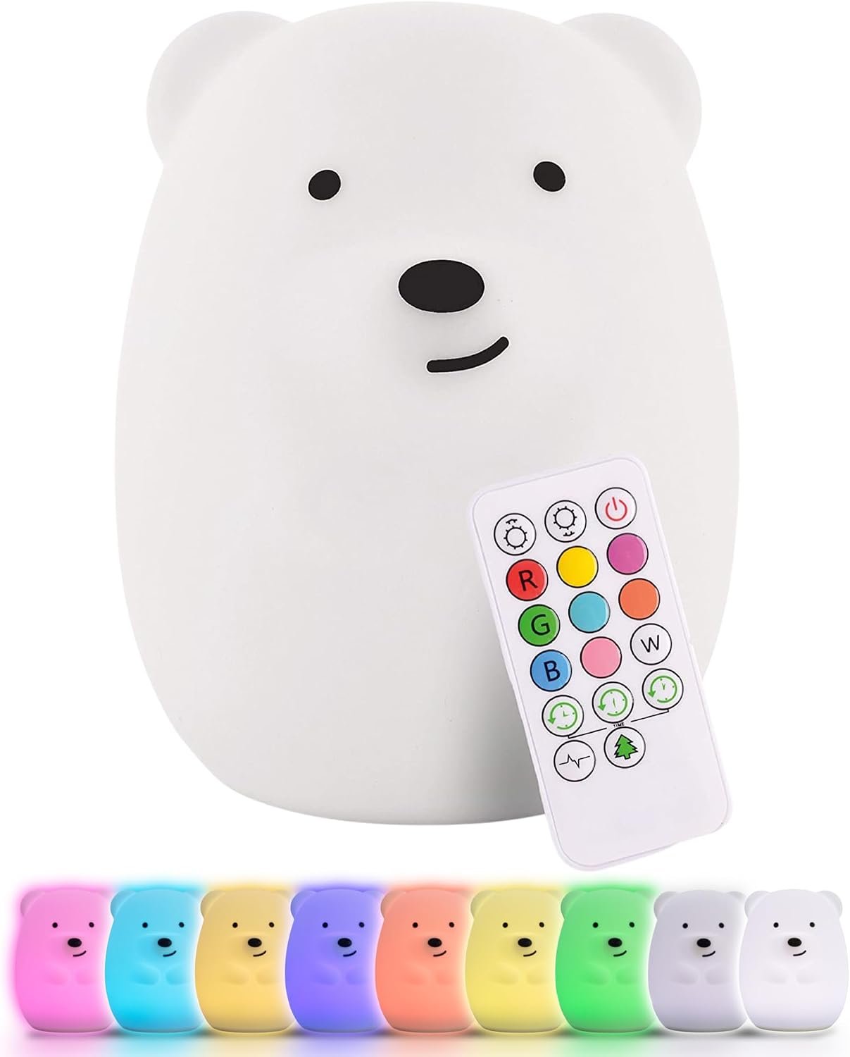 Lumipets Bear Squishy Night Light for Kids, Silicone Lamp with Remote | Tap Control | Rechargeable 9-Color Changing | Nursery Nightlight for Boys & Girls | Portable Animal Lamp | USB Cord Included