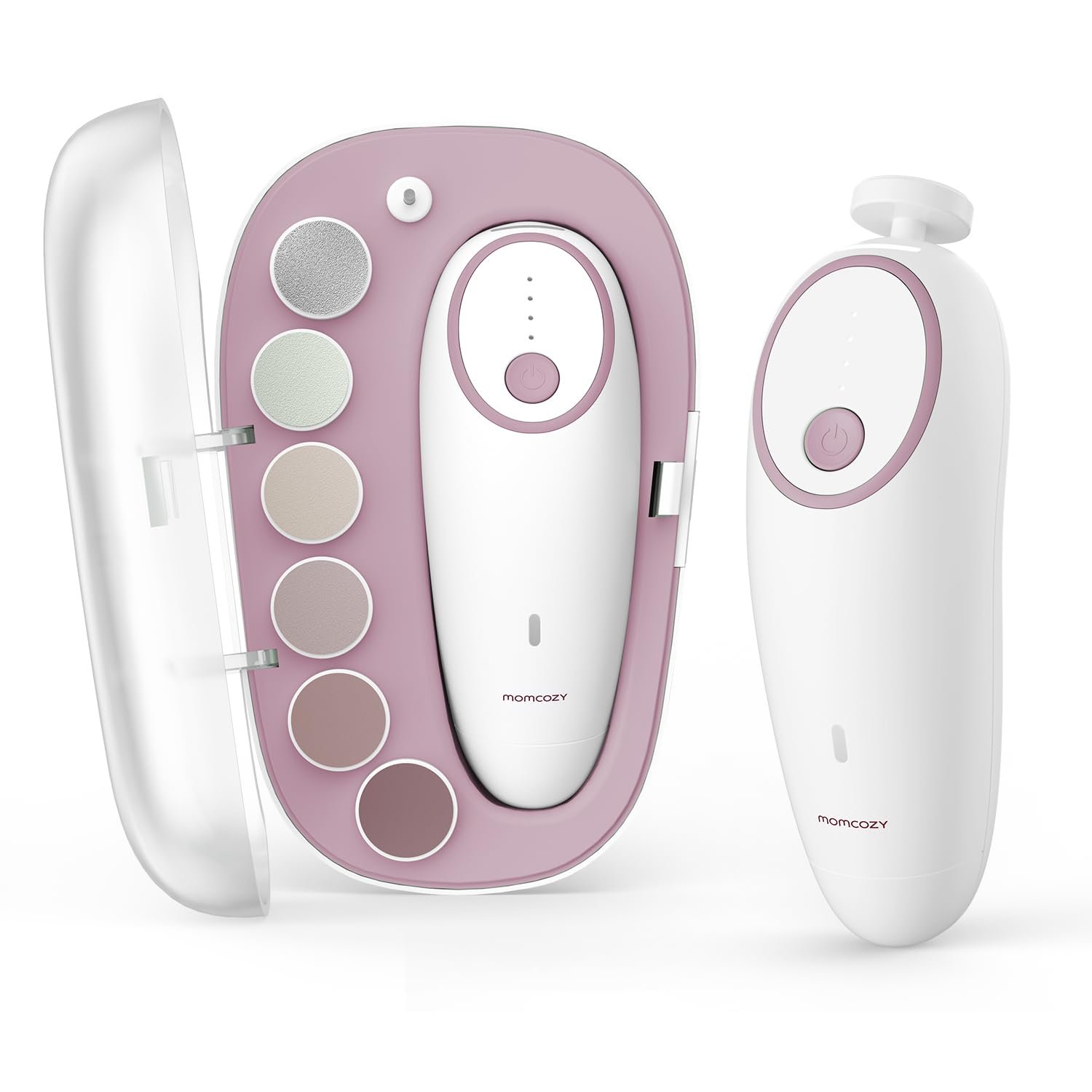 Momcozy Baby Nail File Electric, Gentle Baby Nail Trimmer with Night Light | 3500 Lowest RPM Safe Nail Trimmer, 7 Grinding Pads Replacement, Suitable for Whole Family, Newborn Essentials Must-haves,Pink