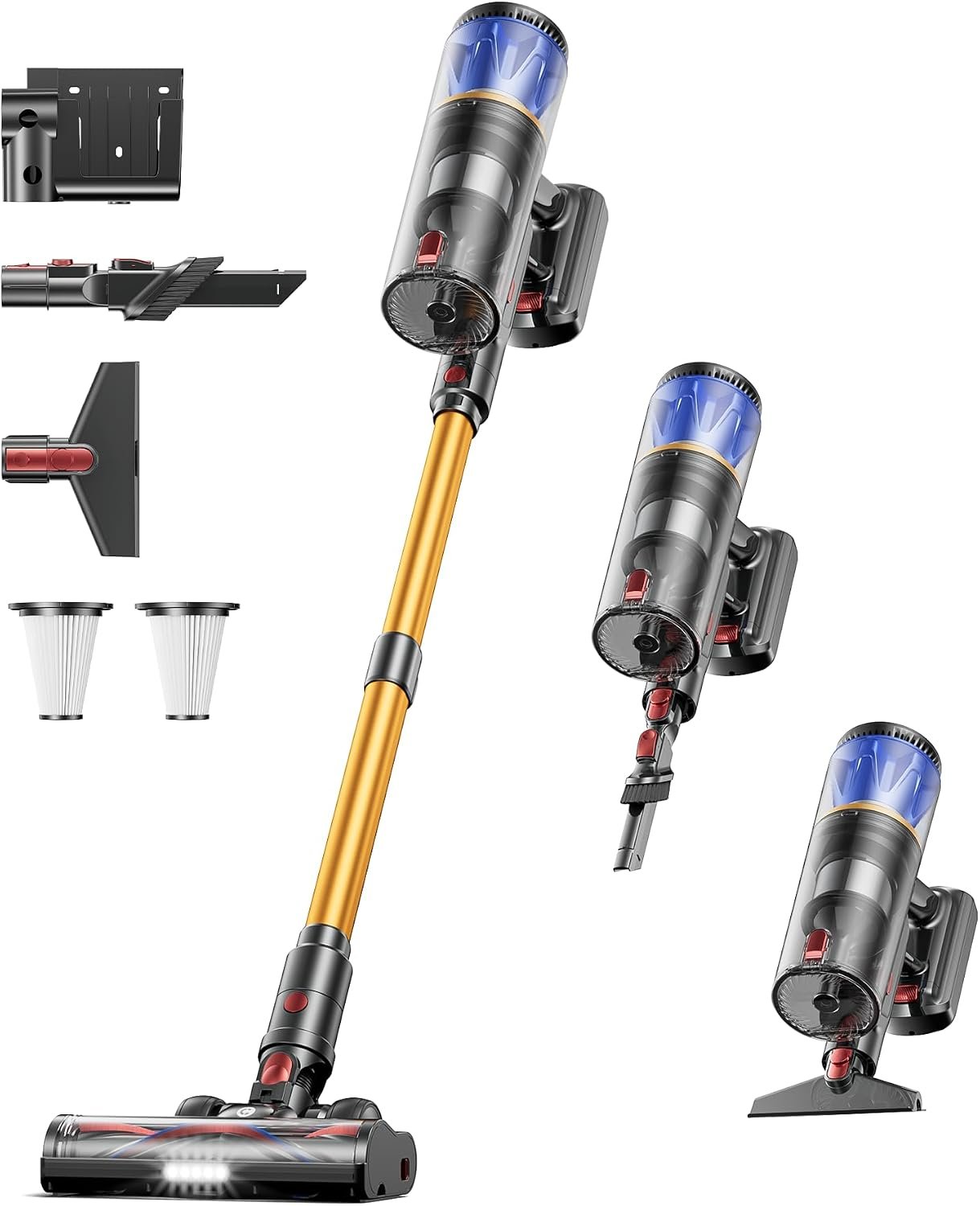 Cordless Vacuum Cleaner, 65KPA 650W 70Mins Stick Vacuum Cordless with Three Suction Modes, Self-Standing&LED Touch Screen, Anti-Tangle Brush, Vacuum Cleaners for Home/Pet Hair/Hardwood Floors/Carpet