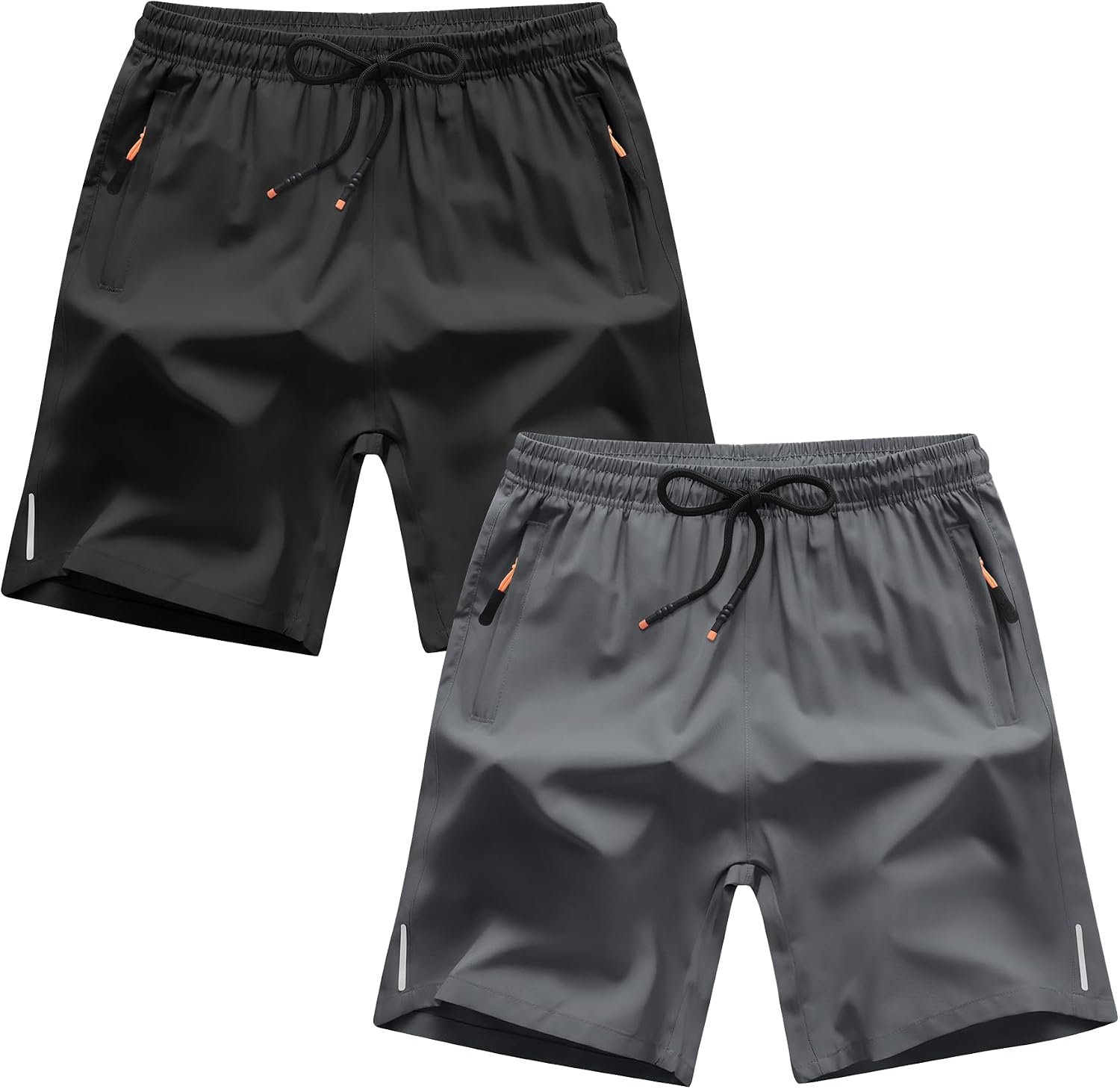 Boys Shorts Quick Dry Athletic Running Shorts with Zipper Pockets