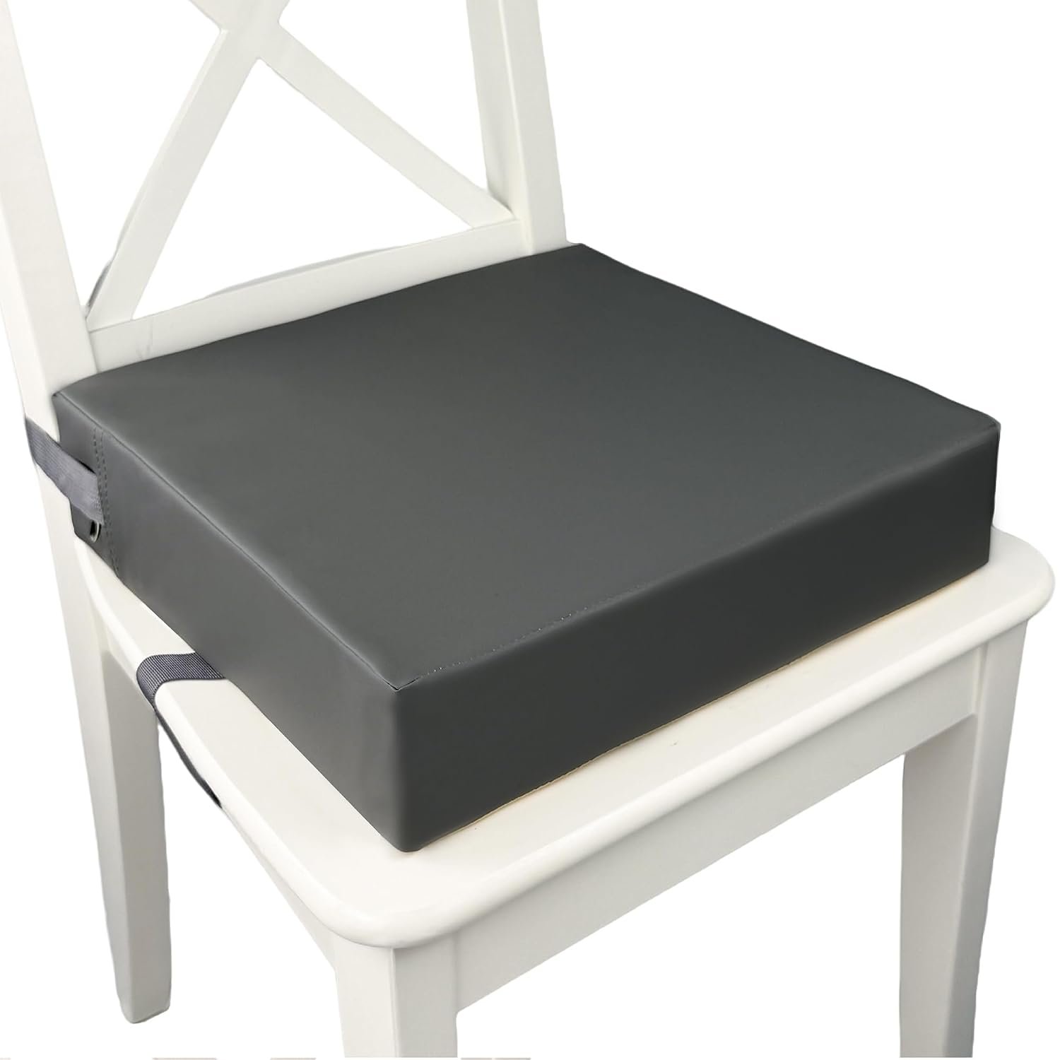 Toddler Booster Seat for Dining Table, Waterproof & Easy-to-Clean PU Cover, Safety Certified, Portable Booster Seat for Kitchen Chairs (Grey)