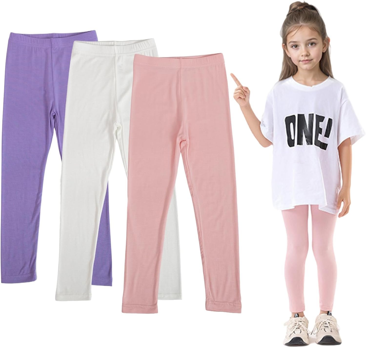 Girls and Toddlers’ Leggings 3 Pack – Lightweight Breathable Athletic Leggings Designed for 82-95℉ Weather