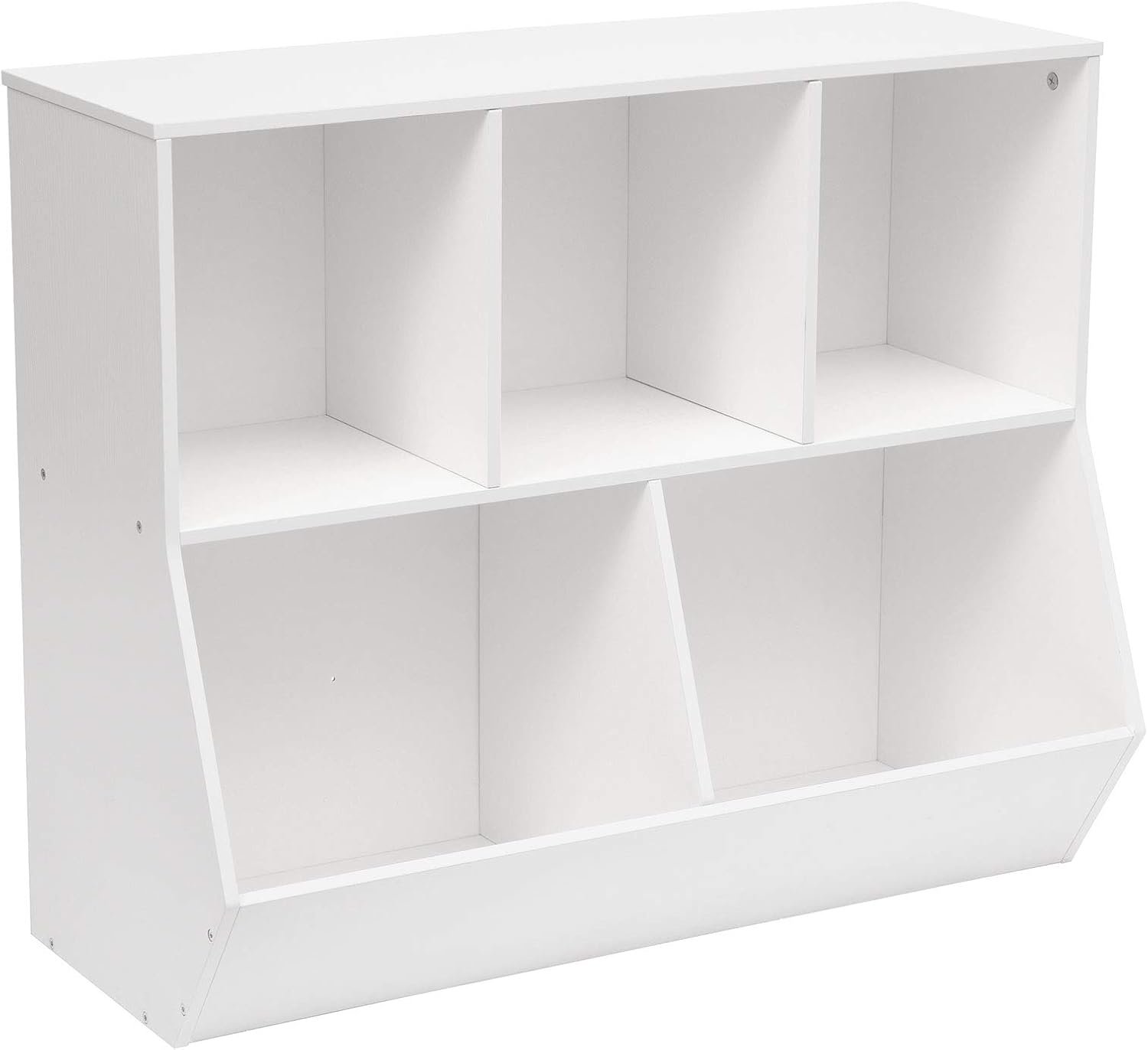 HOOBRO Kids Bookshelf, Bookcase Footboard, Toy Storage Cubby, Children’s Toy Shelf, 35.4″ L Storage Cabinet, Fit for Children’s Room, Playroom, Hallway, Kindergarten, White WT32CW01