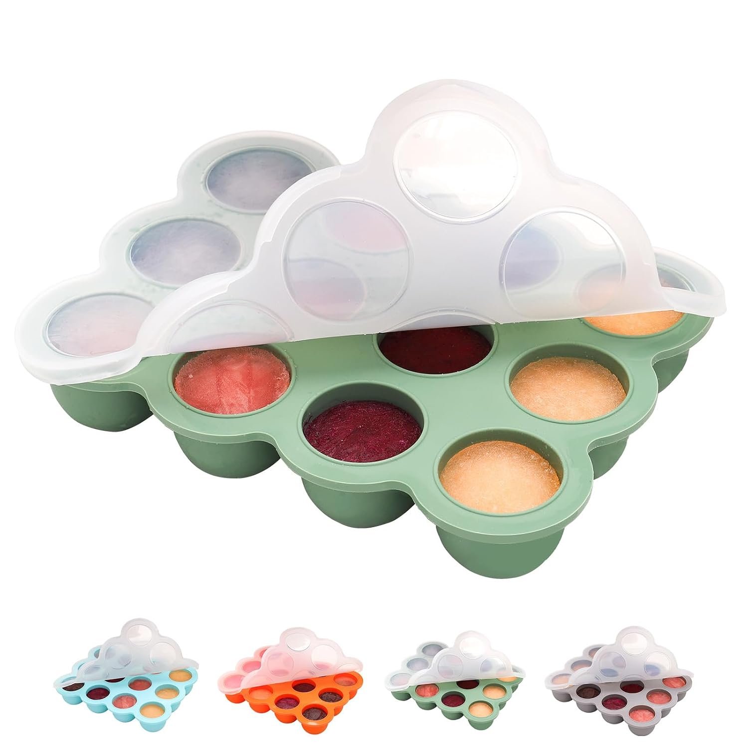 Silicone Baby Food Freezer Tray with Airtight Lid, 12 Pods x 1.5oz | Food-Grade Storage Containers, 1oz Markings, Easy Remove Lid, Microwave & Dishwasher Safe, for Breastmilk/Purees, Stackable
