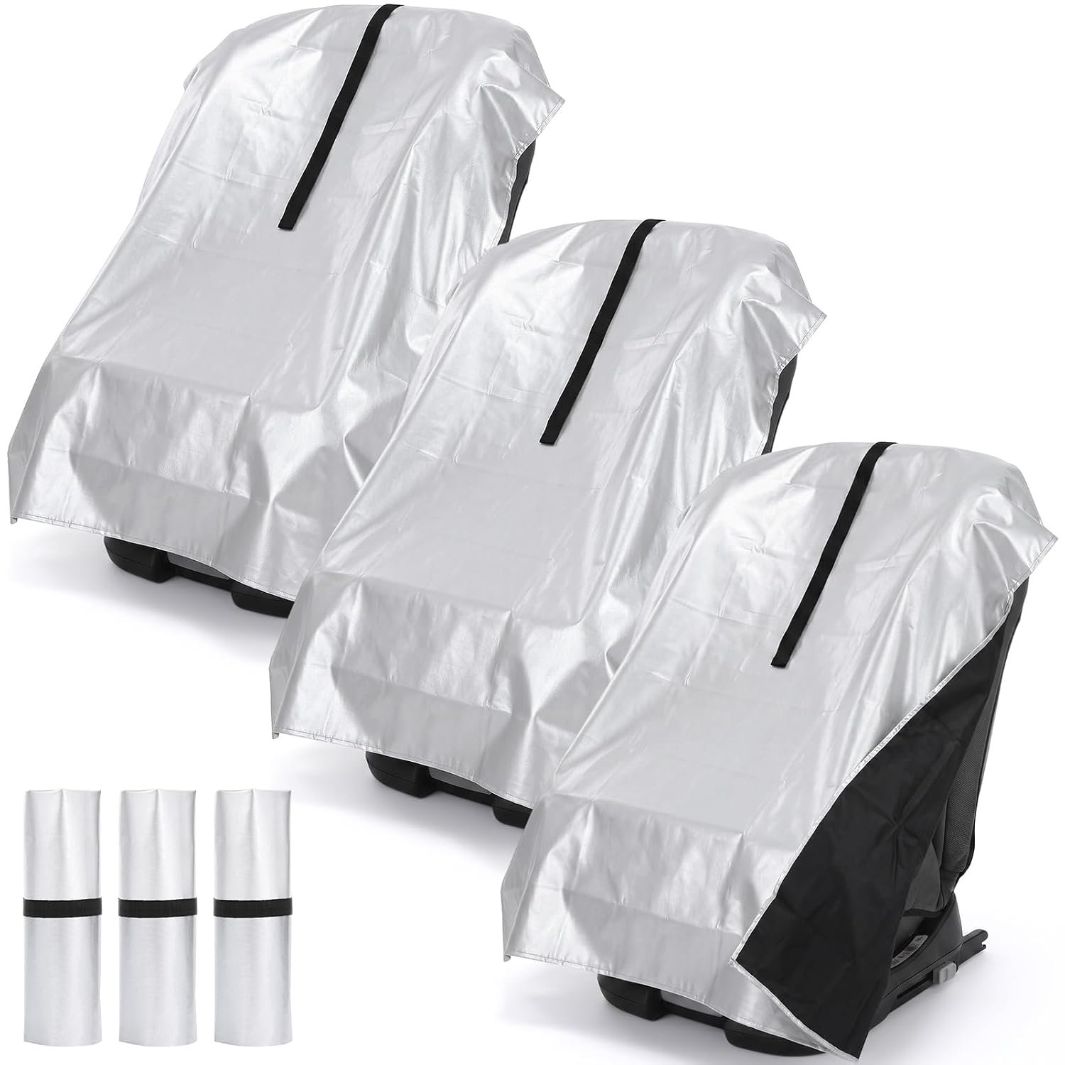 3 Pcs Car Seat Sun Shade Cover Car Seat Shade Shields Cooling Universal Reflective Heat Protector Cover for Heat Temperature, UV Sunlight, Summer Protection, Travel Accessories