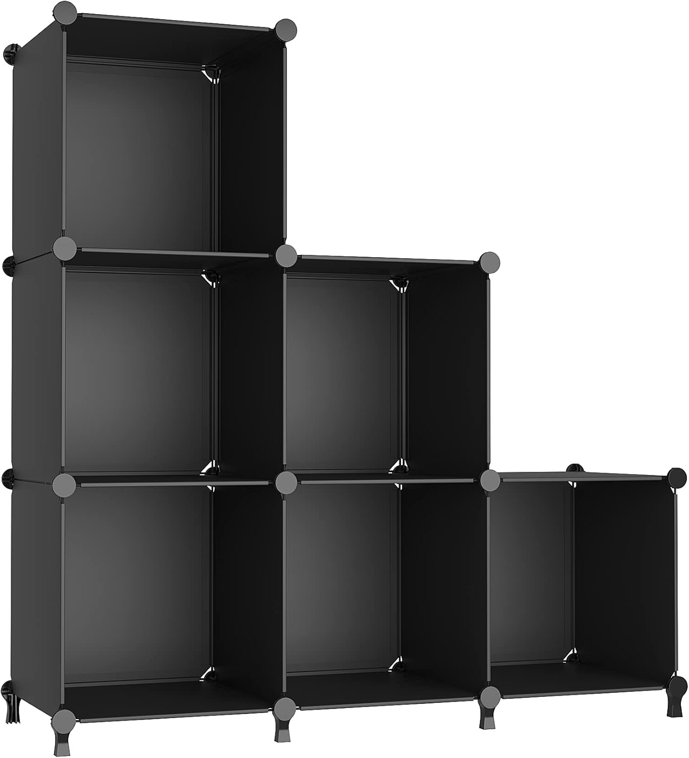 AWTATOS Closet Organizers and Storage, 6 Cube Storage Organizer, Black | Portable Closet Storage Shelves, DIY Stackable Storage Cube Book Shelf, Plastic Clothes Organizer Shelving for Bedroom, Home