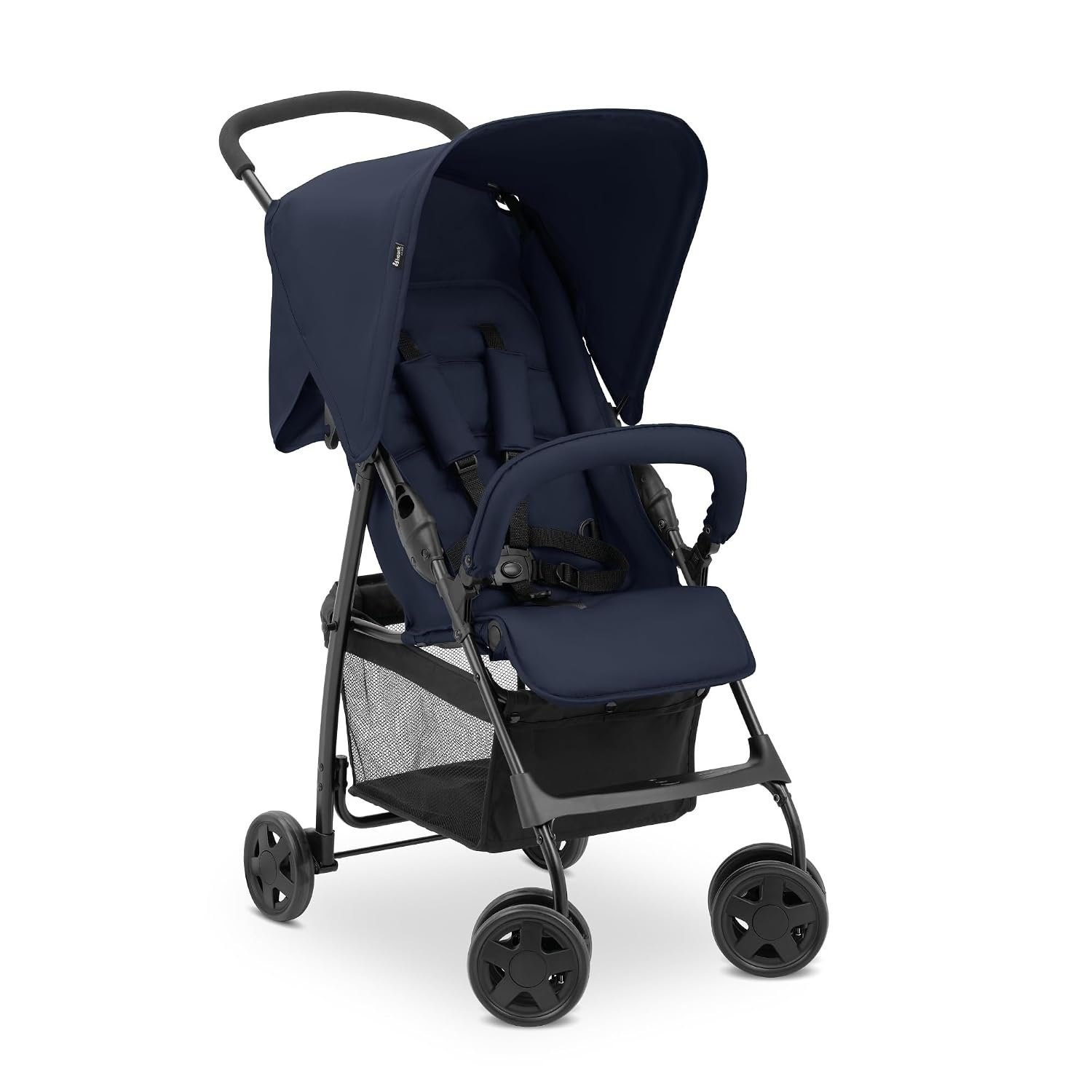 hauck Sport Lightweight Compact Foldable Baby/Toddler Stroller, Dark Blue | Travel Friendly Design, 5-Point Safety Belt, Sun Protective Canopy, and Large Built-In Storage Basket for Everyday Use