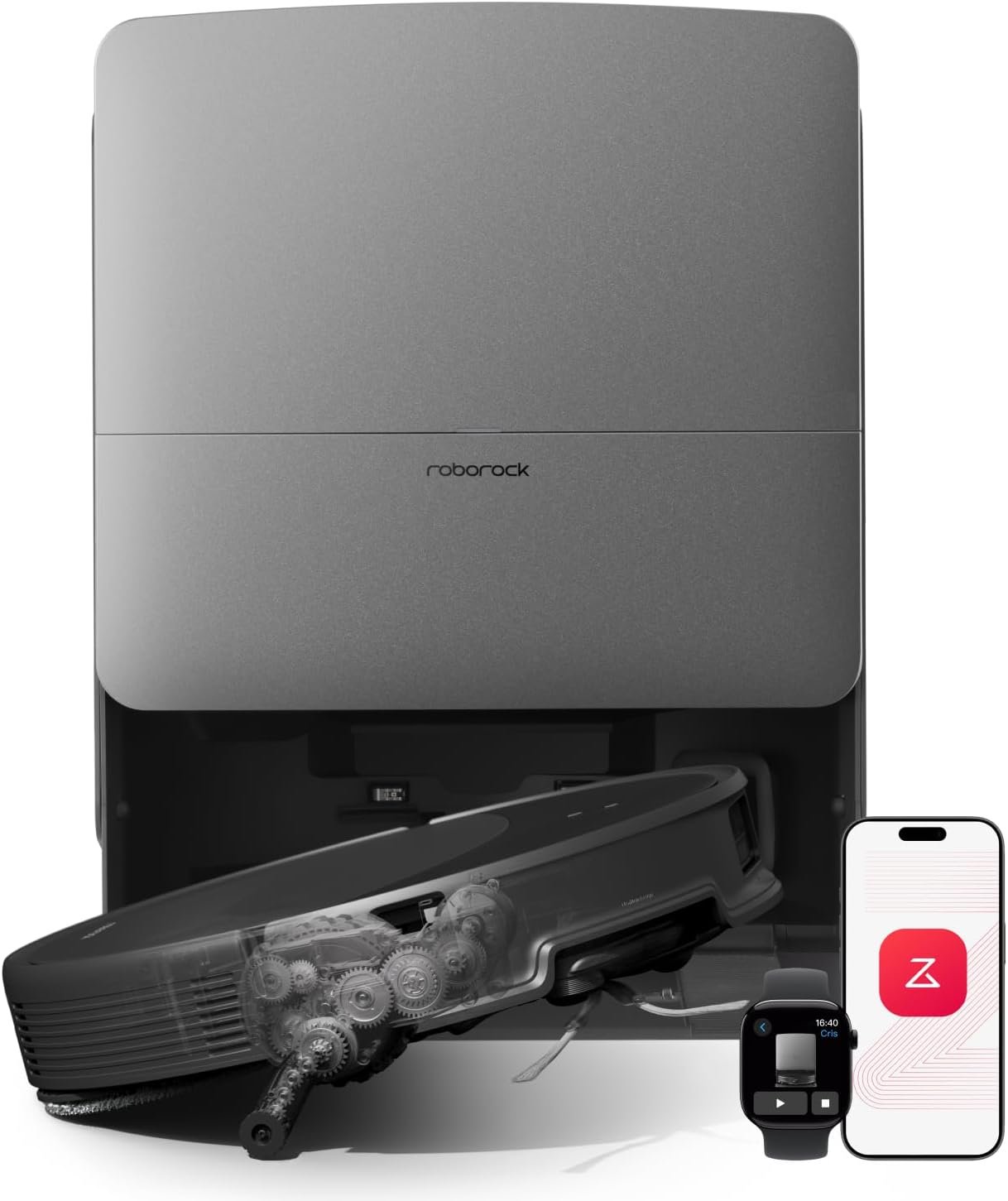 roborock Saros 20 Robot Vacuum, 36000 Pa, AI Obstacle Avoidance, 3.14″ Slim | Reaches Hidden Areas, 3.46 in Double-Layer Threshold, 212°F Hot Water Mop Washing, Zero-Tangle Cleaning for Pet Hair & Carpet