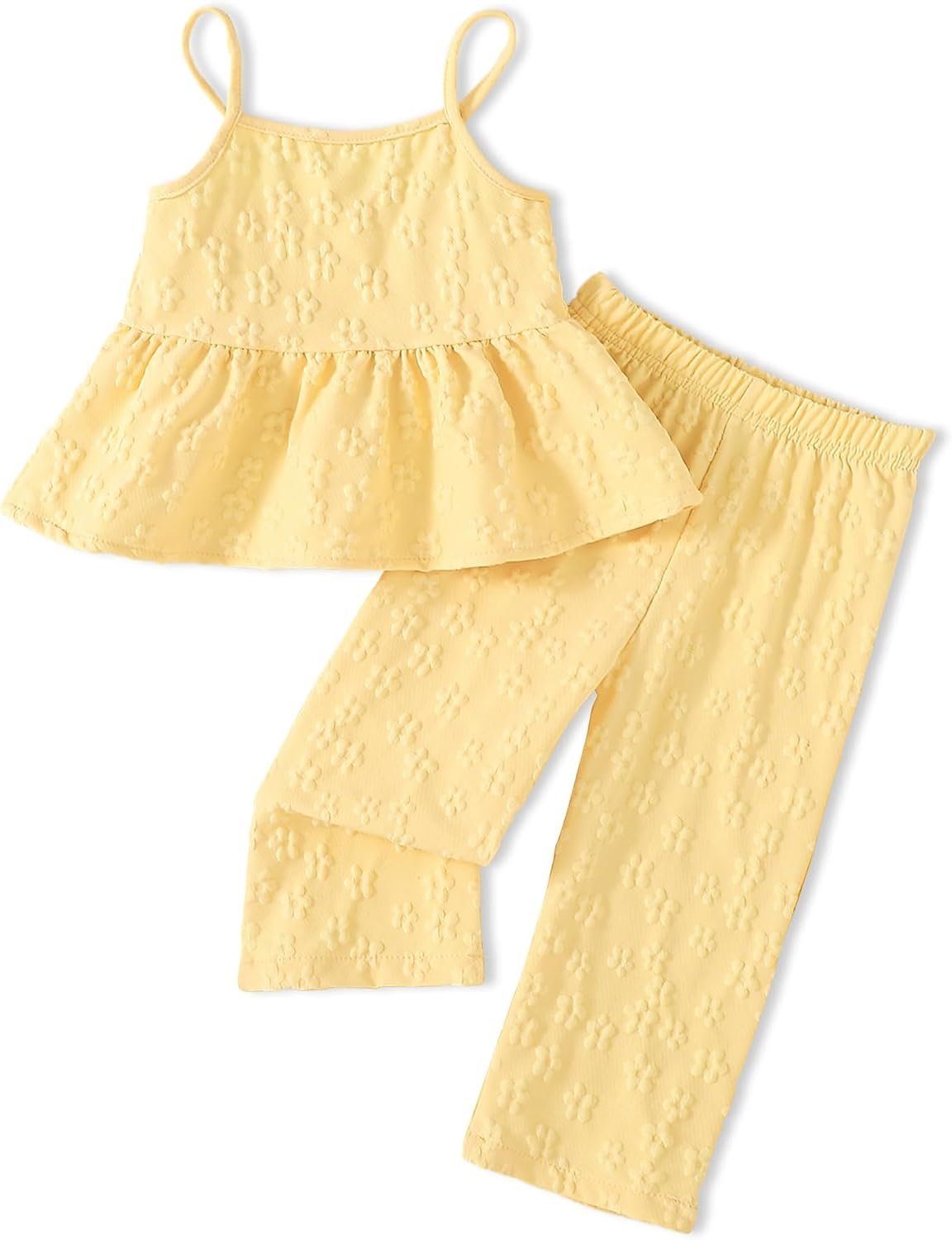 Doresbebe Toddler Baby Girl Clothes Sleeveless Summer Outfit Smocked Strap Camisole Linen Pants Prety Spring Clothing Set