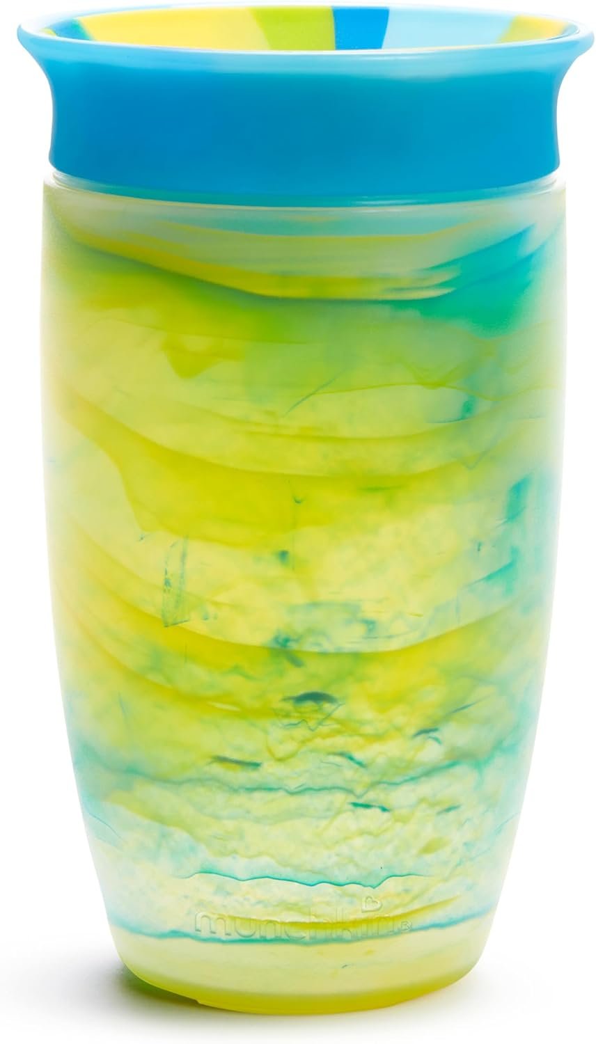 Munchkin Sippy Cups for Toddlers 1-3, Spill Proof Miracle 360 Cup, 10 Ounce, 2 Pack, Tropical Swirl, Blue/Multi