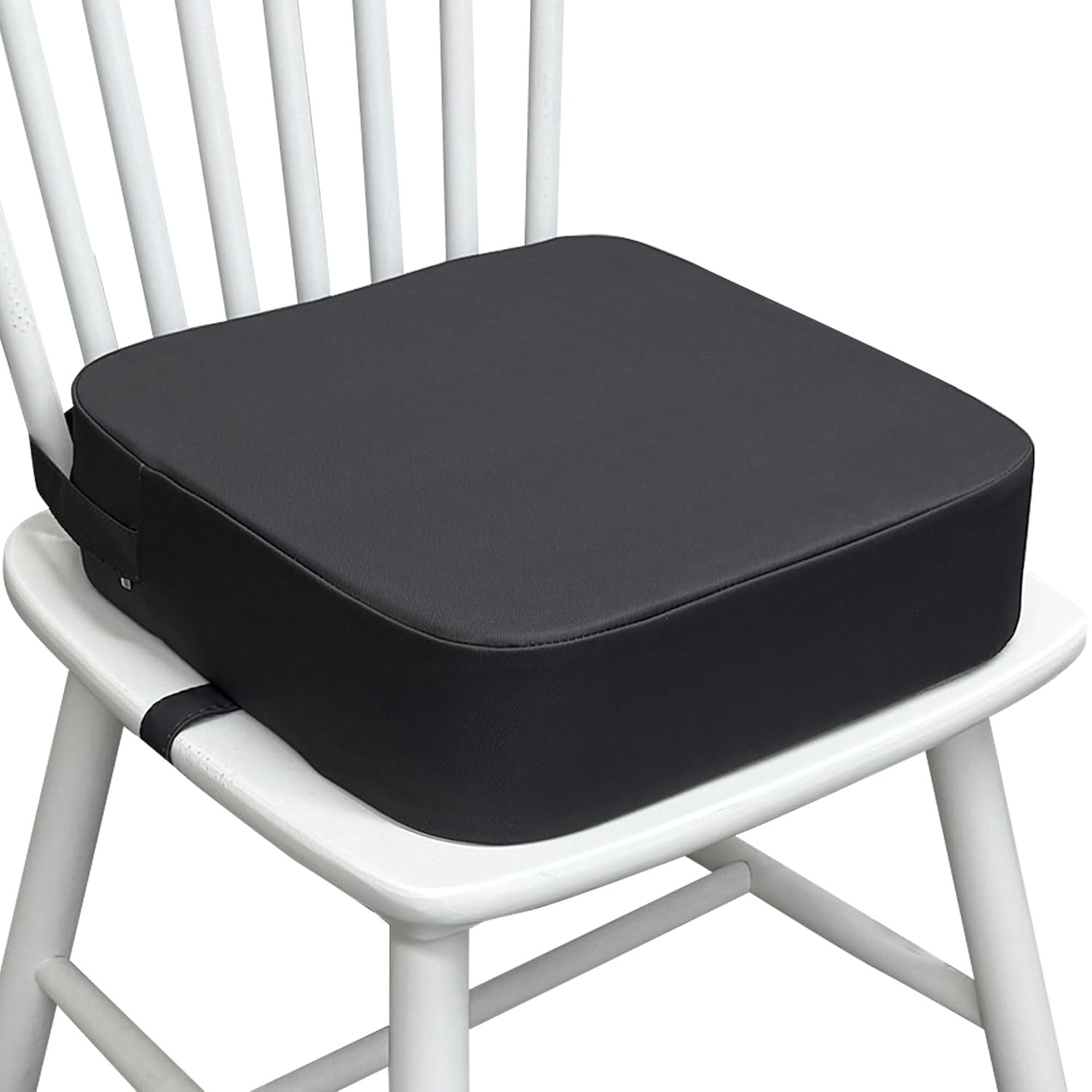 Toddler Booster Seat for Dining Table, Waterproof Kids Booster Seat for Kitchen Chair, High Density Foam Cushion with Non-Slip Bottom, Washable Cover & Adjustable Straps (Dark Grey)