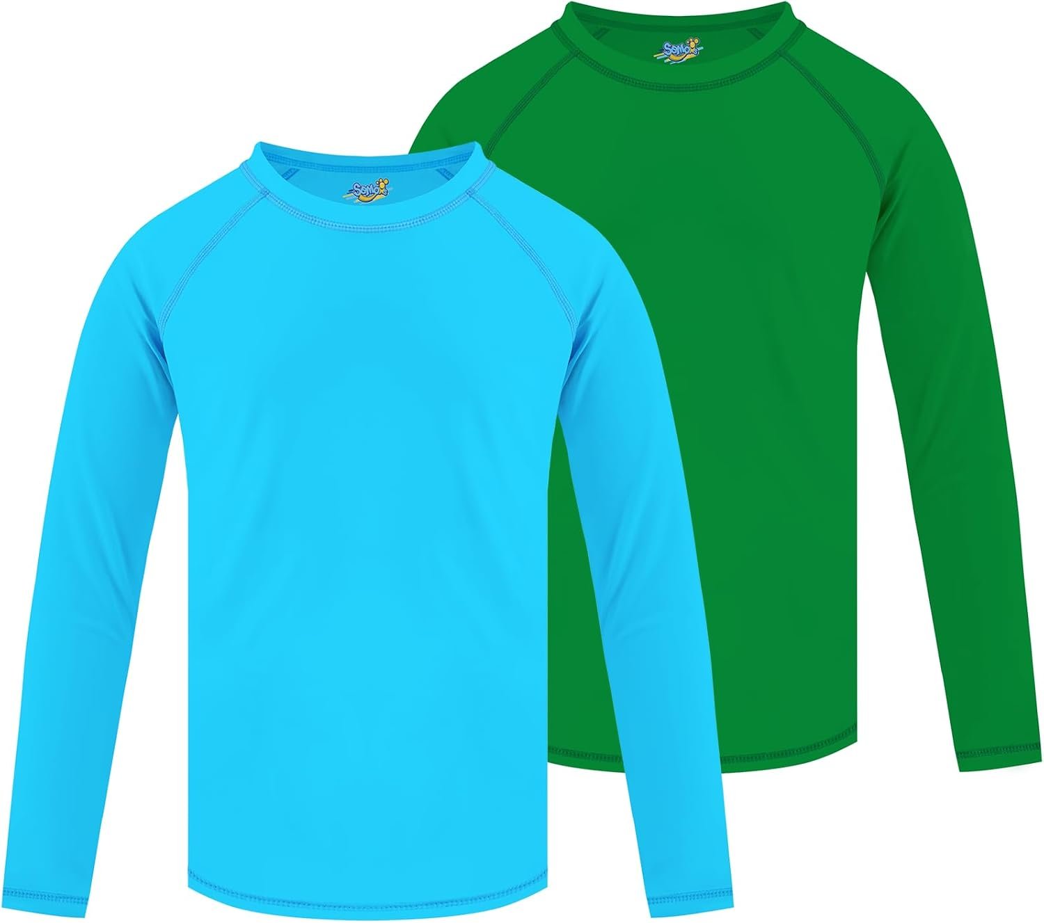 2 Pack Boys Rash Guard Swim Shirt Long Sleeve UPF+ 50 Sun Swimwear for Toddler Kids Rashguard Water Swimming Shirts