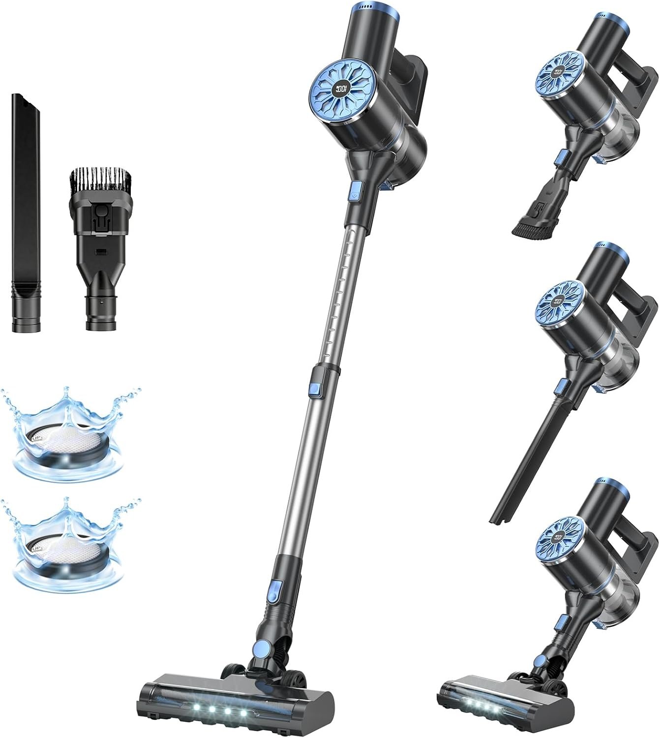 VIPSUN Cordless Vacuum Cleaners for Home, 40KPA, 50Mins, Self-Standing | Stick Vacuum Cordless Rechargeable with LED Screen for Pet Hair, Carpet, Hardwood Floor, Lightweight Vacuum suitable for dorm