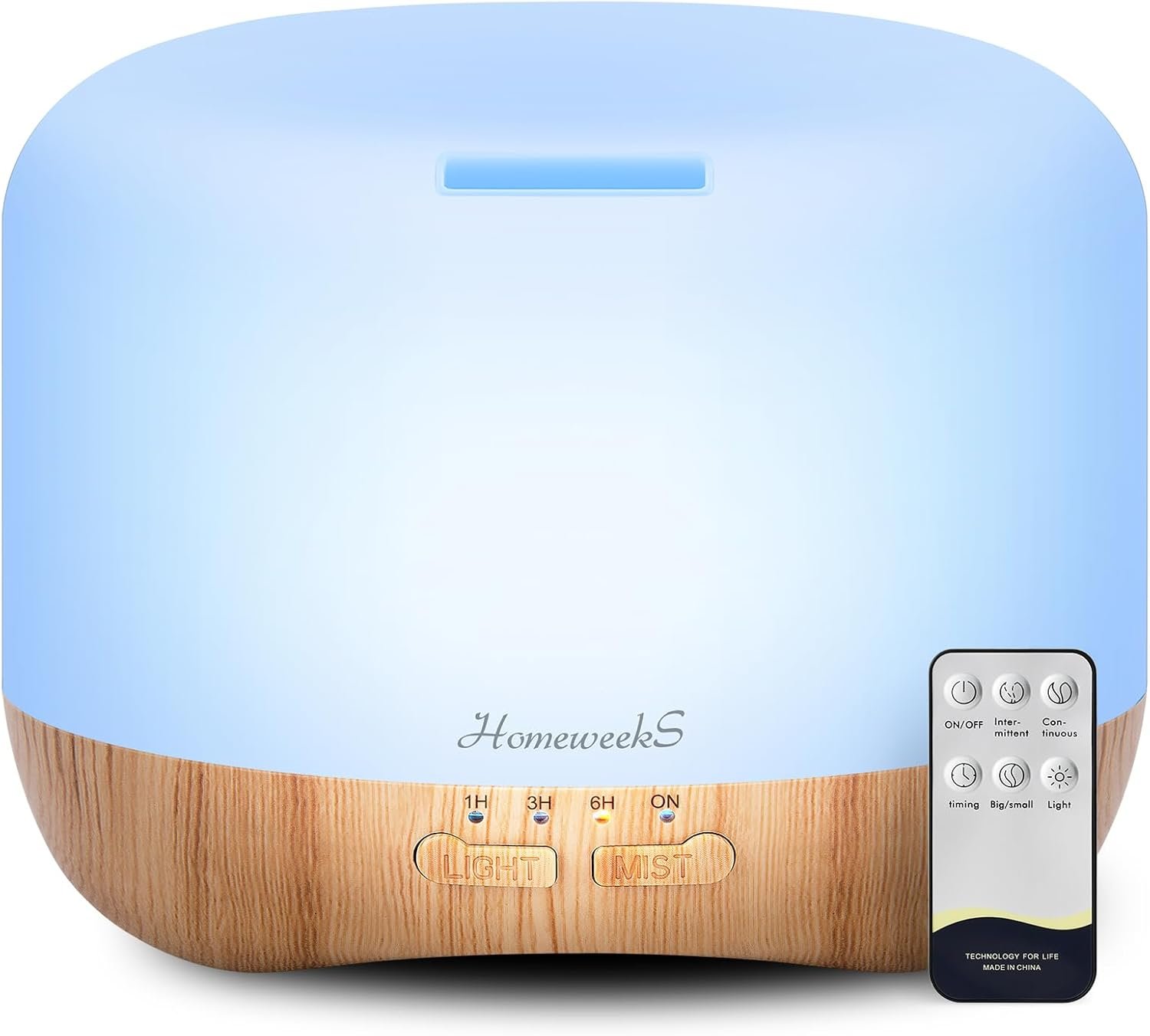 Homeweeks Essential Oil Diffuser for Room Aromatherapy Scent Diffuser | Auto Off Ultrasonic Aroma Fragrance Diffuser for Bedroom Office, Remote Control, 7 Colors Light, Cool Mist, Timer 300 ML