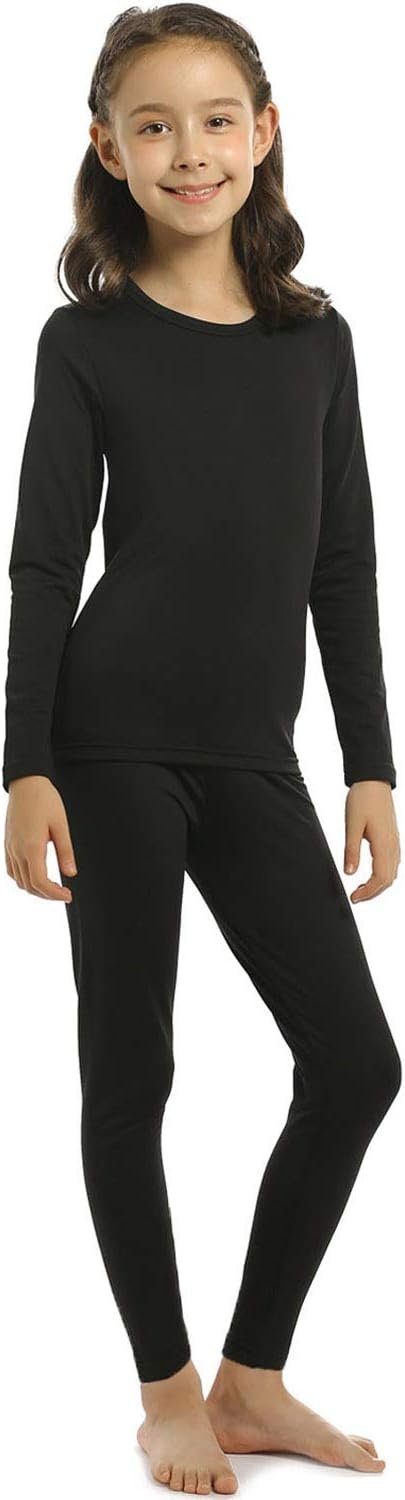 ViCherub Girls Thermal Underwear Set for Kids Long Johns Fleece Lined Base Layer Top & Bottom Cold Winter Thermals