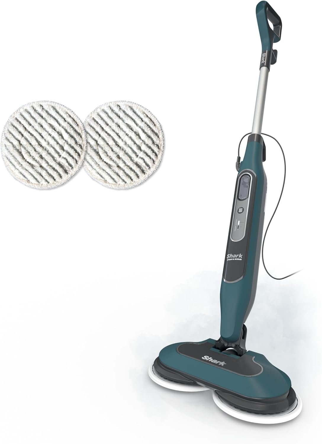 Shark Steam & Scrub Hard Floor Steam Mop, Teal, S8002BRN | 2 Steam Modes, 2 Dirt Grip Soft Scrub Pads Included, XL Removable Water Tank, Swivel Steering