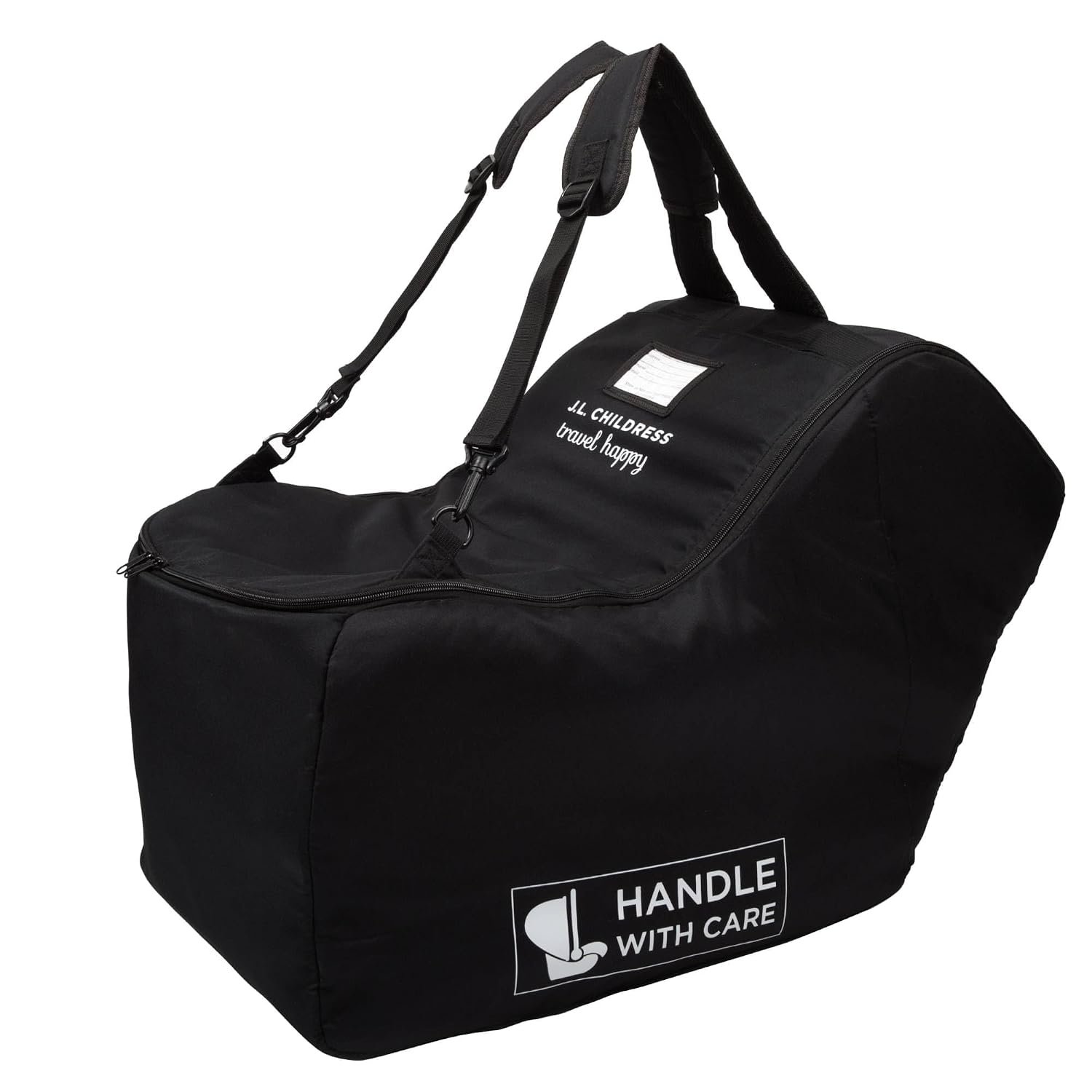J.L. Childress Padded Infant Car Seat Bag – Travel Bag for Airplane, Fits Most Baby & Infant Car Seats, Compatible with UPPAbaby, Nuna, & Chicco, Airport Accessories, AirTag Compatible- Premier, Black