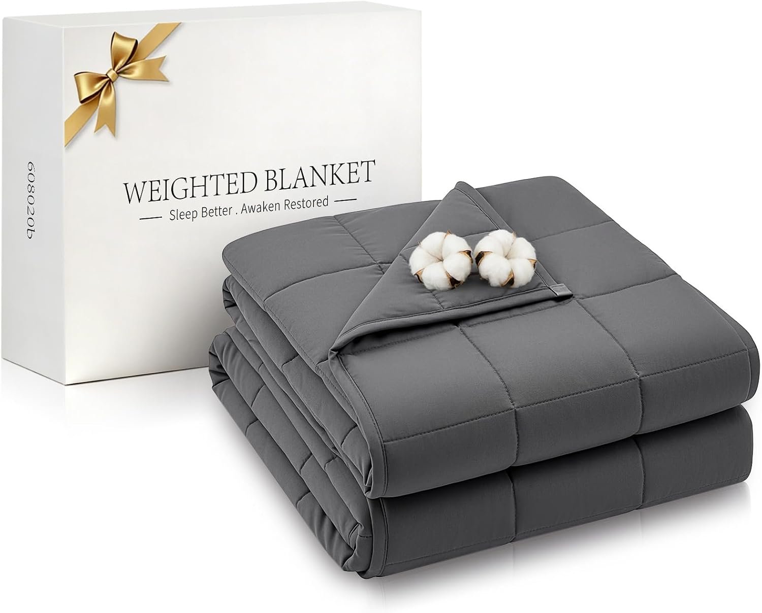 RJOP Cooling Weighted Blanket for Adults (20lbs, 60″x80″) Heavy Blanket with Premium Glass, Queen Size Perfect for 190-210 lbs, Soft Breathable, Dark Grey