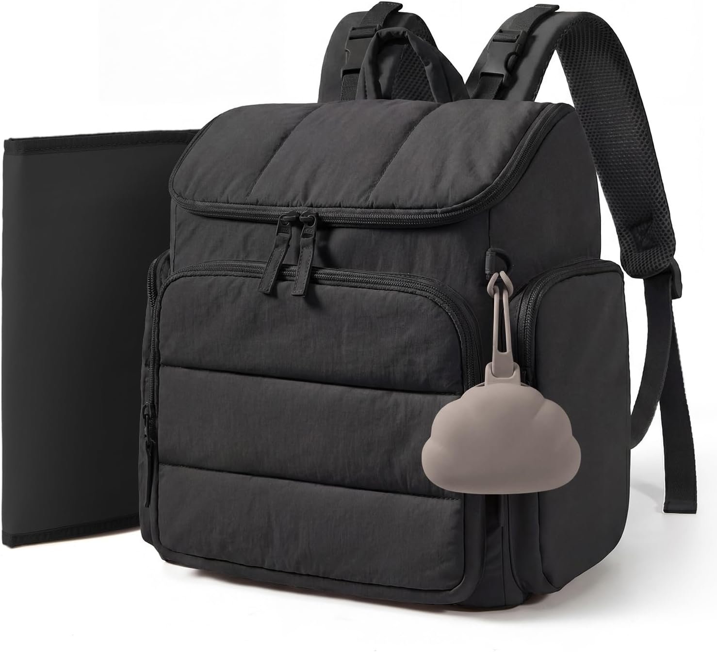 mommore Diaper Bag Backpack, Baby Bag, Diaper Backpack for Mom Dads, Black | Waterproof Changing Pad, Stroller Straps for Toddler, Insulated Pockets, Pacifier Case, Baby Essential